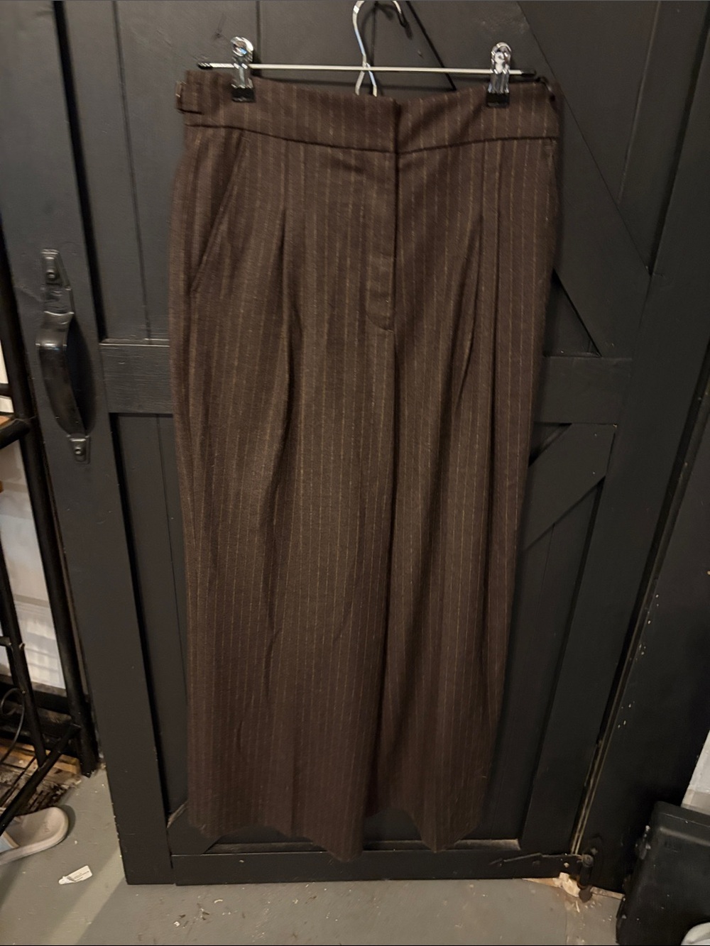 Vanessa Bruno Brown Pinstripe Maxi Trousers